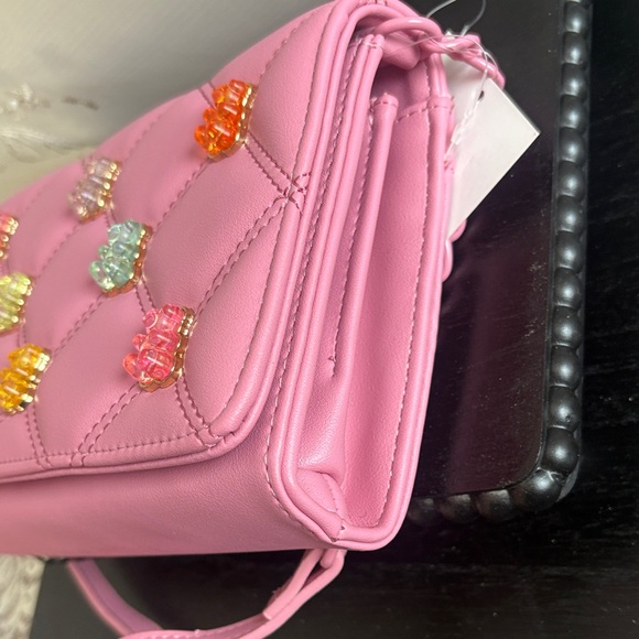 NWT Betsey Johnson Pink Quilted Bag with Multicolor Gummy Bear Accents - Picture 11 of 13